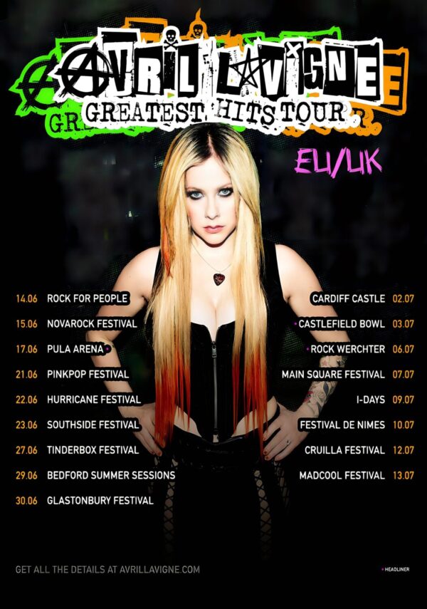 AVRIL LAVIGNE Greatest Hits 2024 UK & Europe Tour Poster