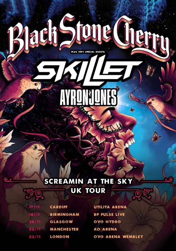 BLACK STONE CHERRY Screaming At The Sky 2024 UK Arena Tour Poster Print