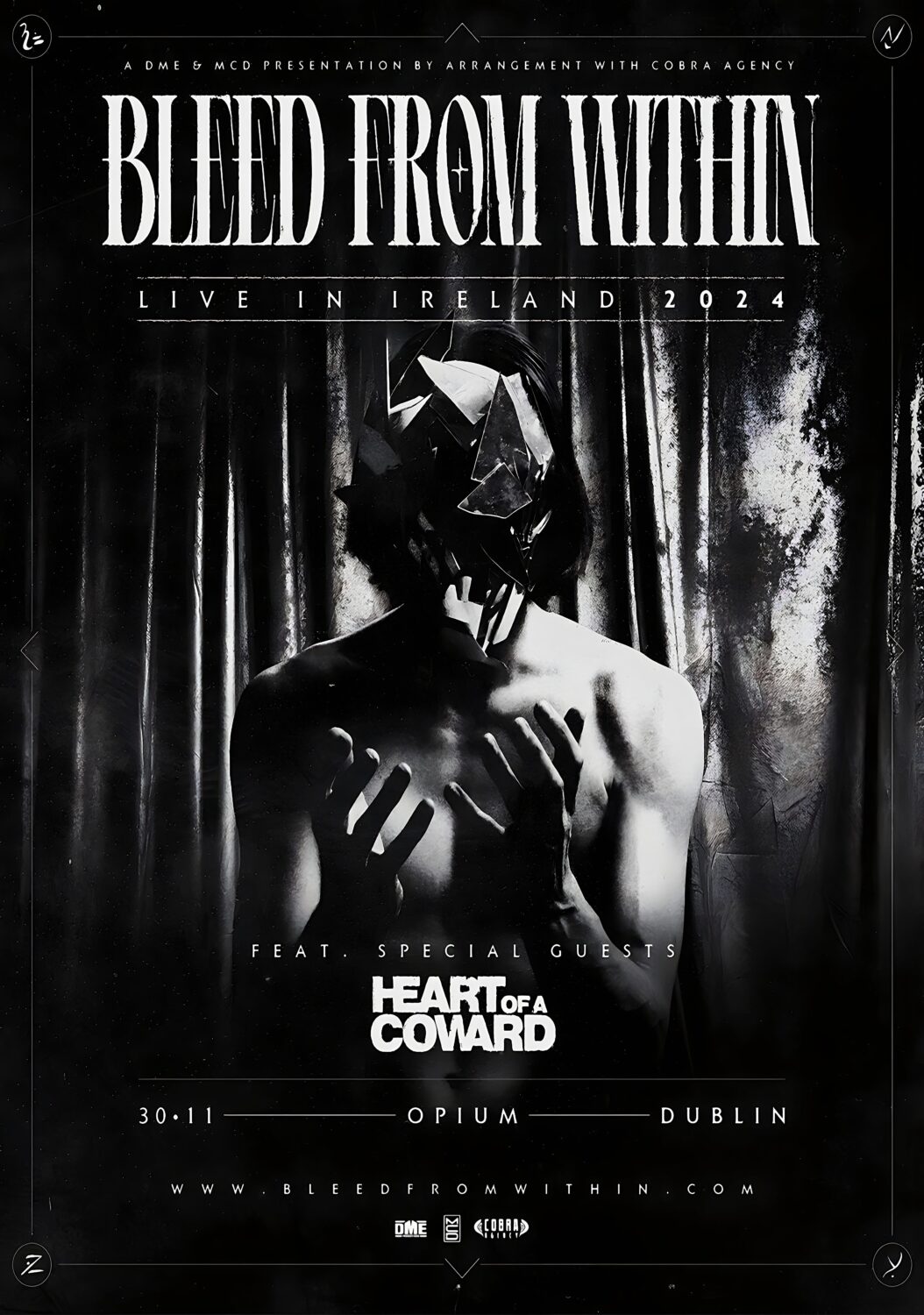 BLEED FROM WITHIN Hands of Sin 2024 Tour: DUBLIN Opium Poster
