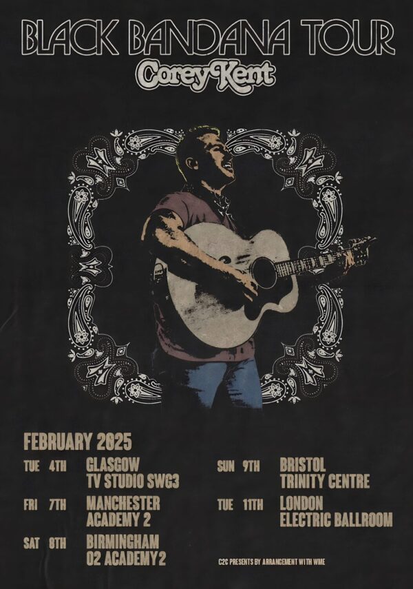 COREY KENT Black Bandana 2024 UK Tour Poster