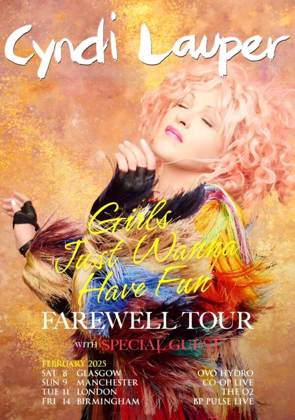 CYNDI LAUPER Girls Just Wanna Have Fun 2025 Farewell UK Tour Poster