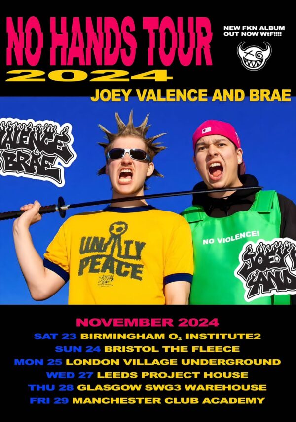 JOEY VALENCE & BRAE No Hands 2024 UK Tour Poster