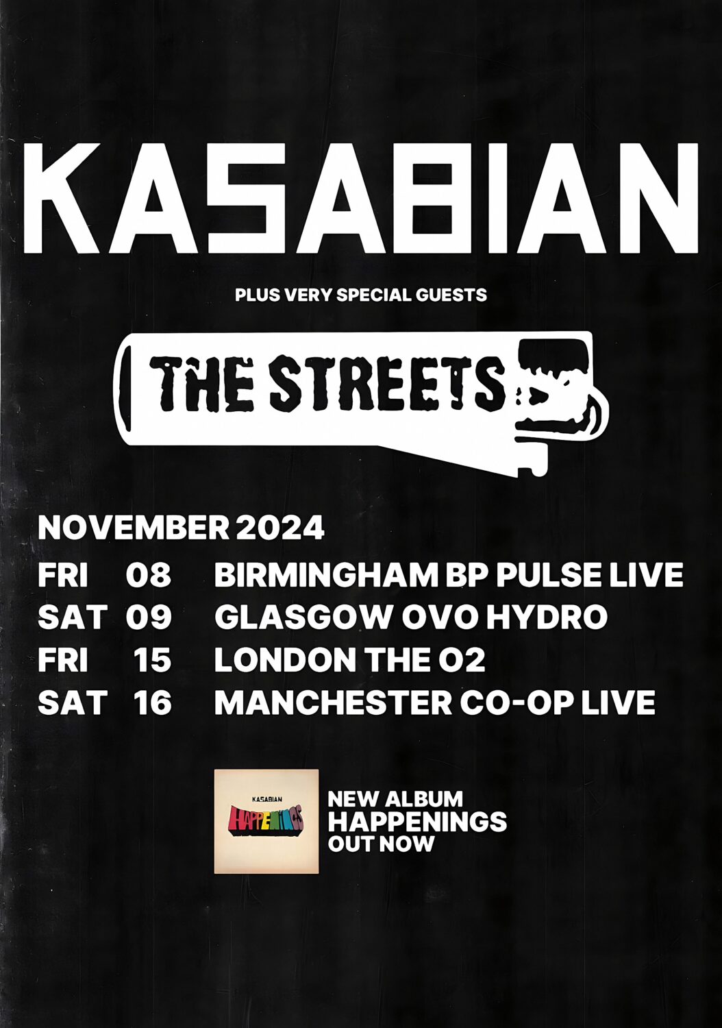 KASABIAN Happenings 2024 UK Arena Tour Poster