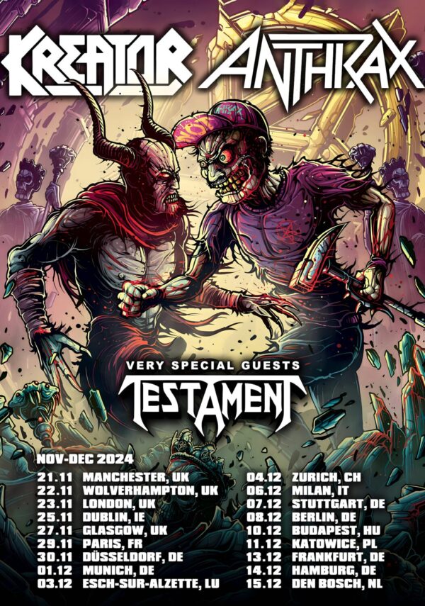 KREATOR - ANTHRAX Co-Headline 2024 UK & Europe Poster