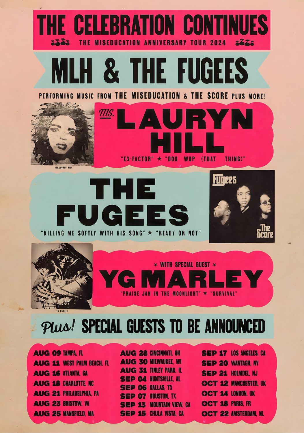 LAURYN HILL & THE FUGEES 2024 World Tour Poster