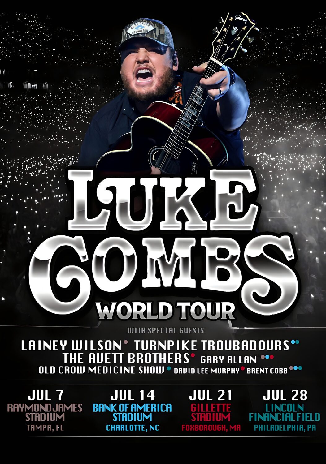 LUKE COMBS Fathers & Sons 2024 North America Tour Poster