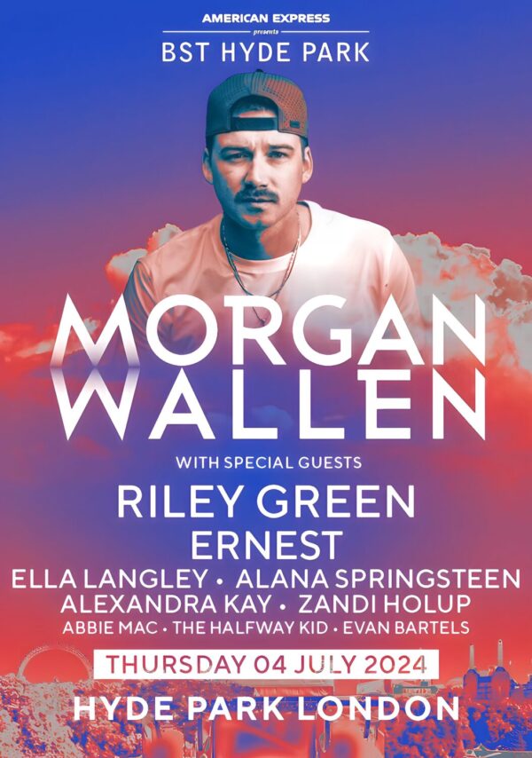MORGAN WALLEN 2024 Tour LONDON 4 July 2024 Poster