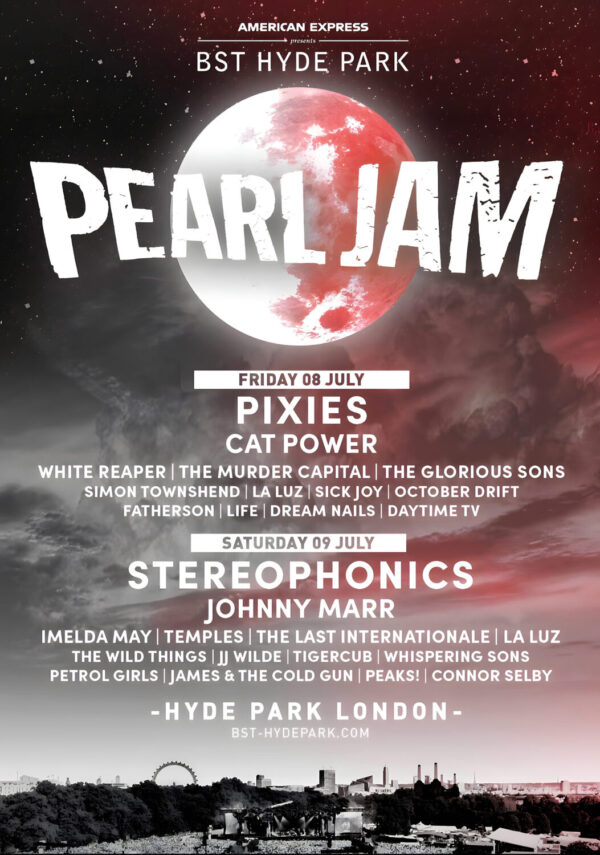 PEARL JAM Gigaton Tour: British Summer Time Festival (BST) LONDON Hyde Park – 9 July 2022 Poster Print