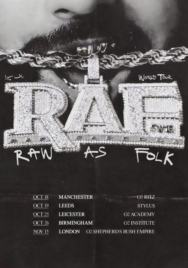 RAF SAPERRA Raw As Folk 2024 UK Tour Poster