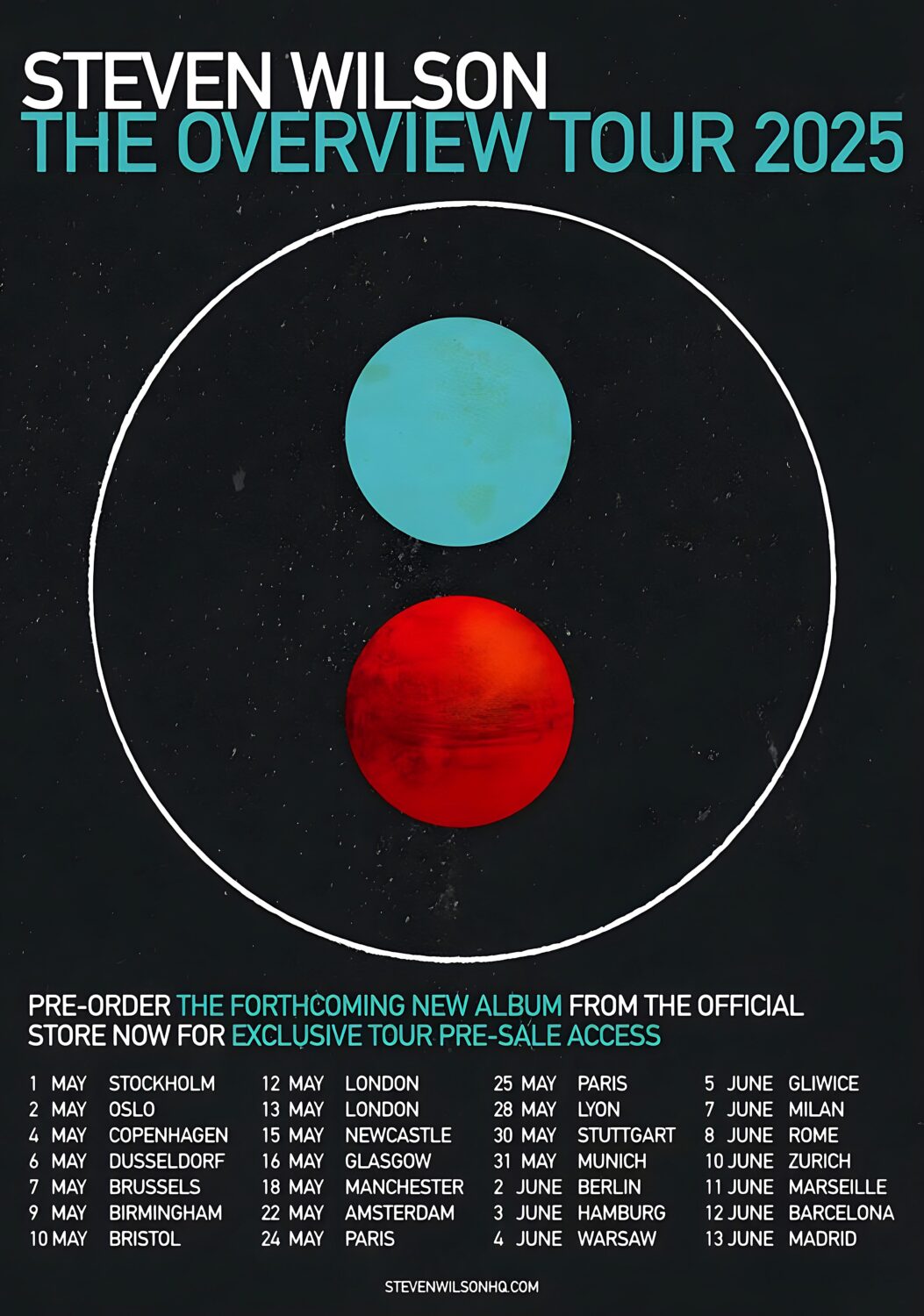 STEVEN WILSON The Overview 2025 UK & Europe Tour Poster
