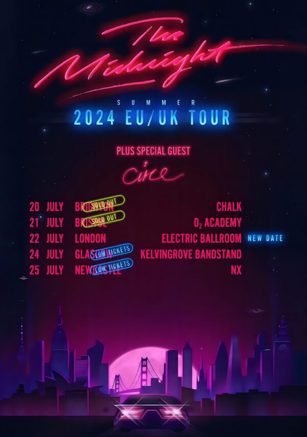 THE MIDNIGHT (band) Summer 2024 UK Tour Poster