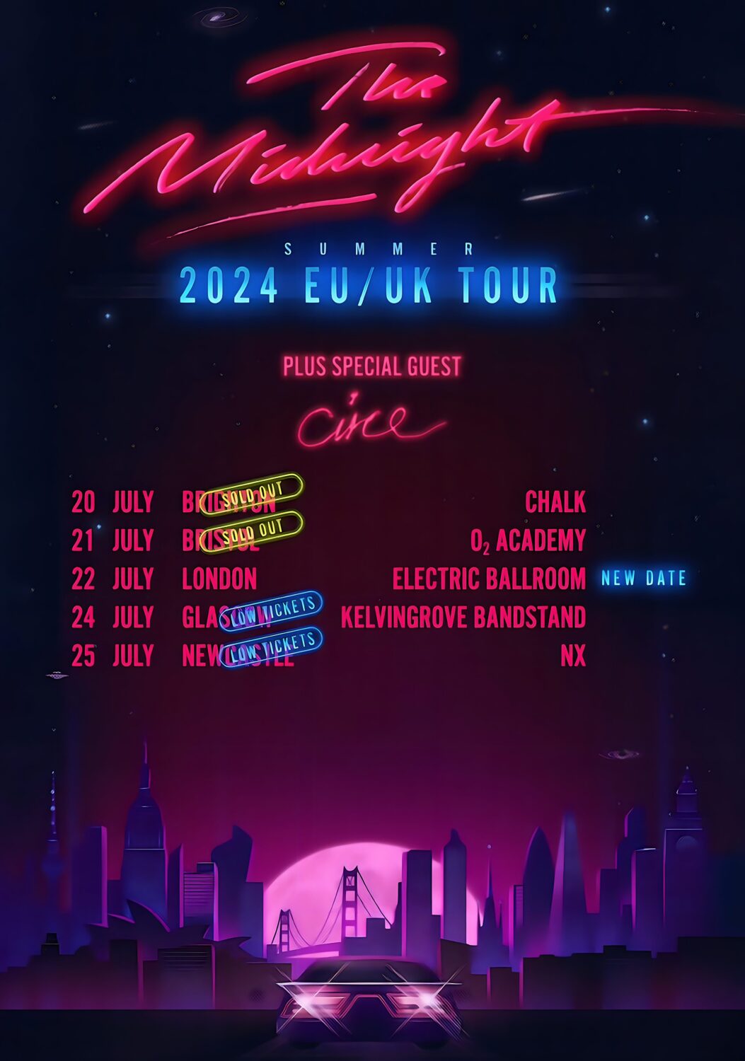 THE MIDNIGHT (band) Summer 2024 UK Tour Poster