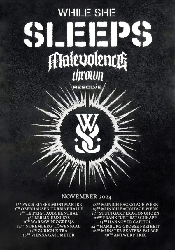 WHILE SHE SLEEPS Self Hell 2024 Europe Tour Poster