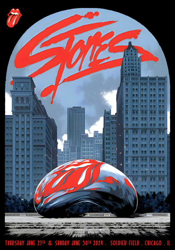 ROLLING STONES Hackney Diamonds 2024 Tour: CHICAGO, IL, Soldier Field Poster Print