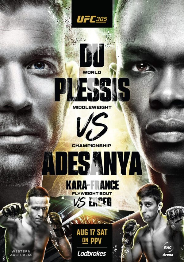 UFC 305 Dricus du Plessis vs. Israel Adesanya 2024 Fight MMA Poster Print