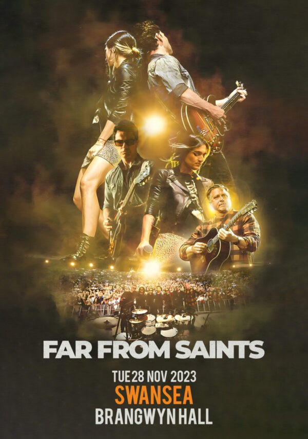 FAR FROM SAINTS Debut Album 2023 UK Tour: SWANSEA Brangwyn Hall Poster Print
