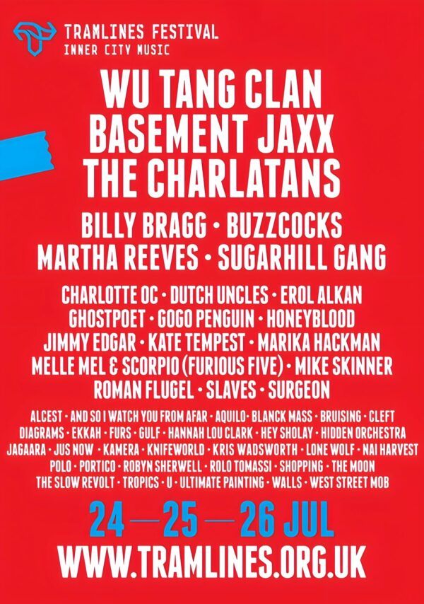 TRAMLINES FESTIVAL 2015 - Wu Tang Clan - Basment Jaxx - The Charlatans - Line-Up Poster Print
