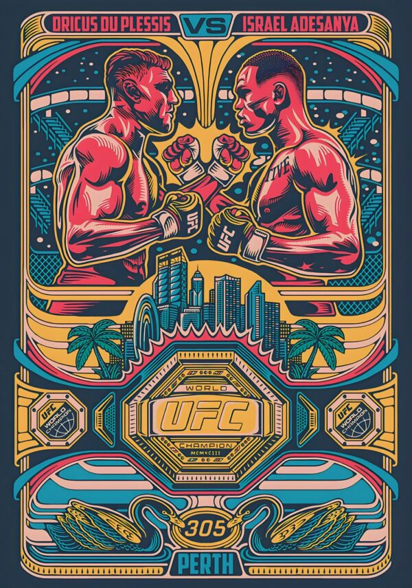 UFC 305 Dricus du Plessis vs. Israel Adesanya 2024 Fight MMA Artist Series Poster Print