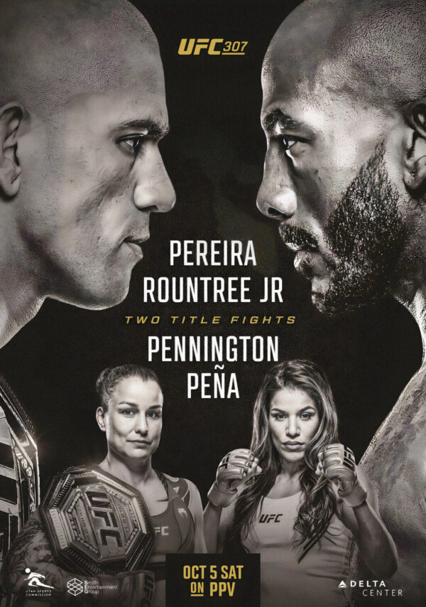UFC 307 Alex Pereira vs. Khalil Rountree Jr. 2024 Fight MMA Poster Print