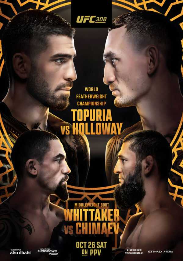 UFC 308 Ilia Topuria vs. Max Holloway 2024 Fight MMA Dubai Poster Print