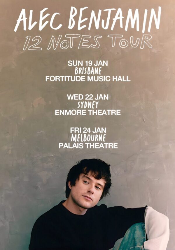 ALEC BENJAMIN 12 Notes 2025 Australian Tour Poster