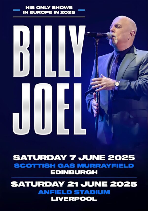 BILLY JOEL Farewell Tour 2025: EDINBURGH Murrayfield - LIVERPOOL Anfield Stadium Poster