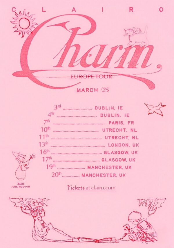 CLAIRO (singer) Charm 2025 UK & Europe Tour Poster