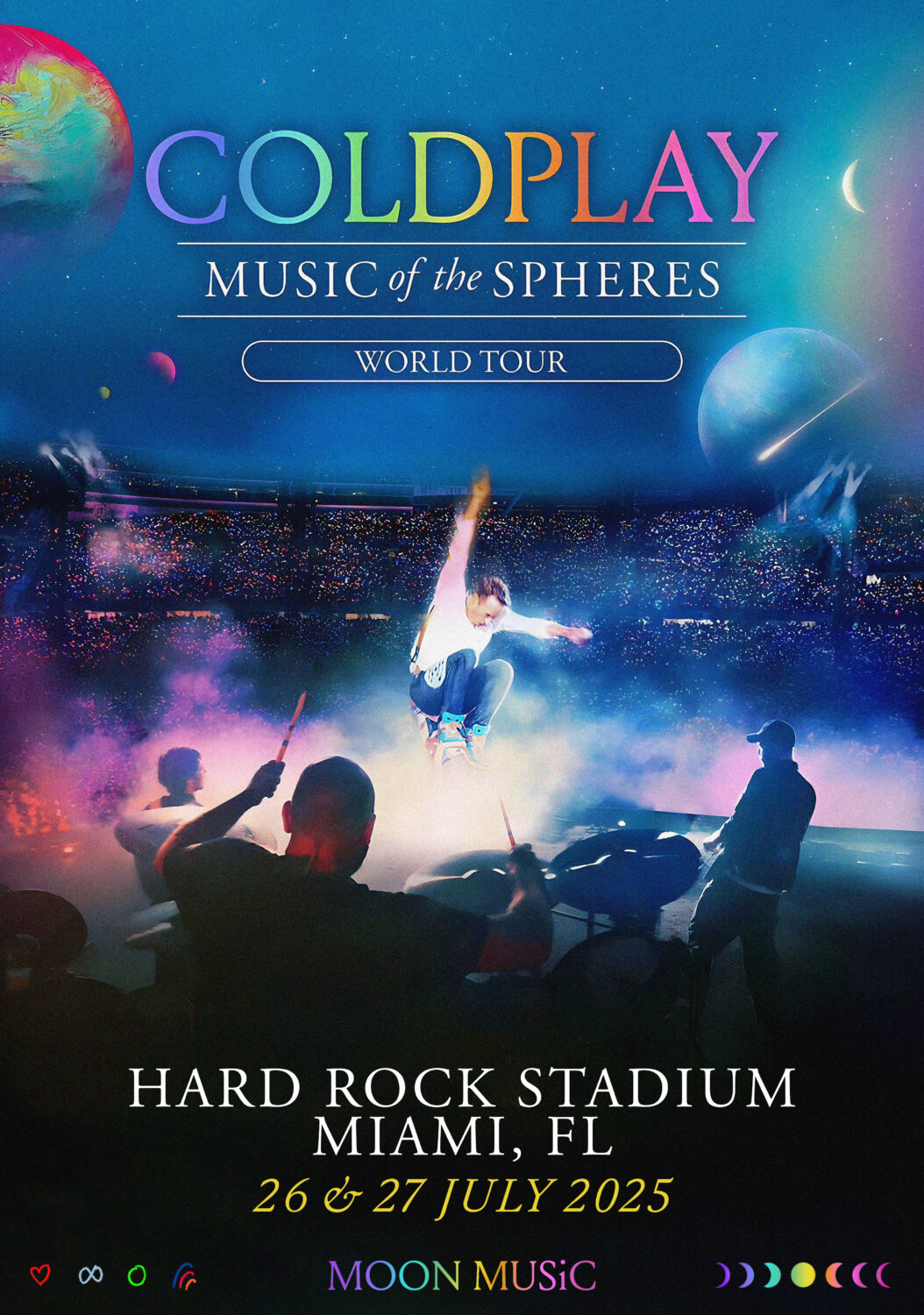 COLDPLAY Music 2025 Tour MIAMI Hard Rock Stadium Poster