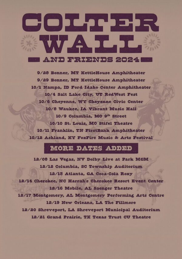 COLTER WALL & Friends 2024 Tour Poster