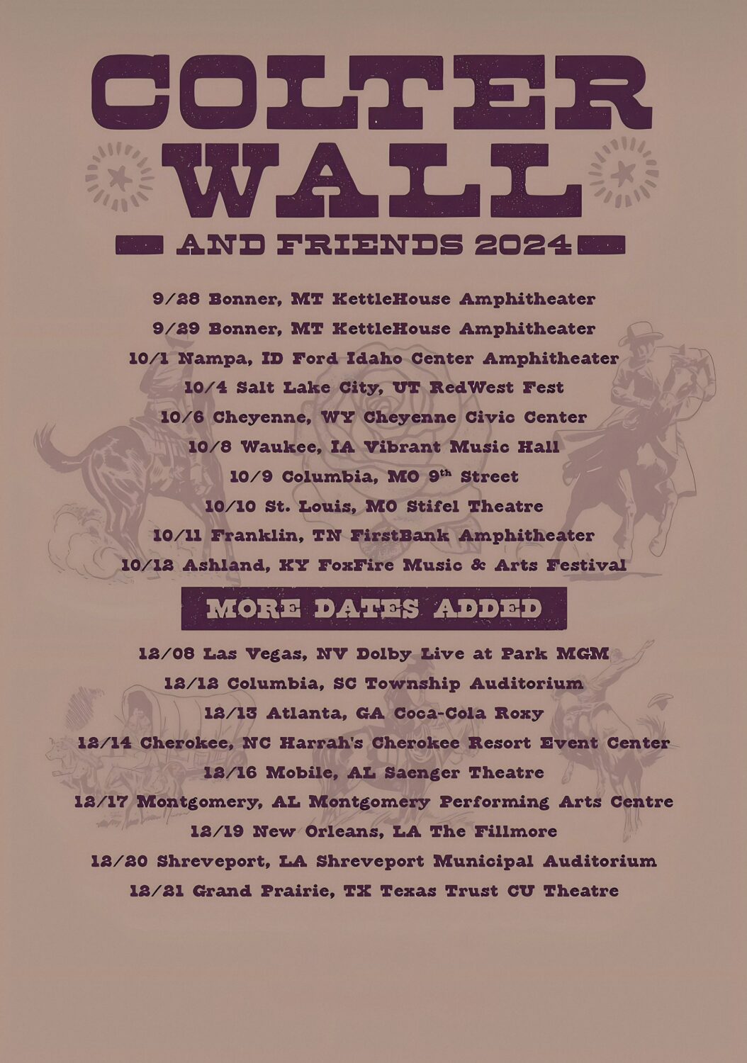 COLTER WALL & Friends 2024 Tour Poster