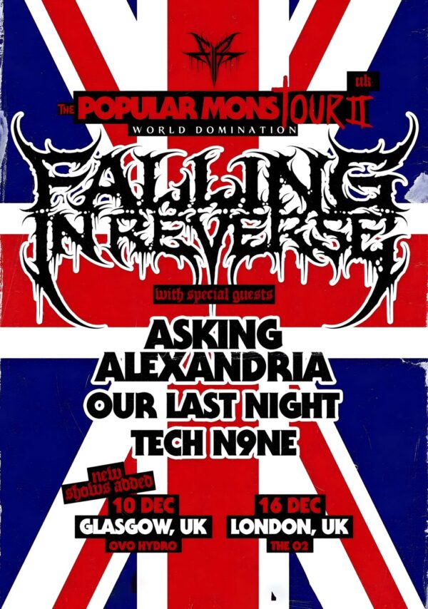 FALLING IN REVERSE Popular MONSTour 2024 UK Tour Poster