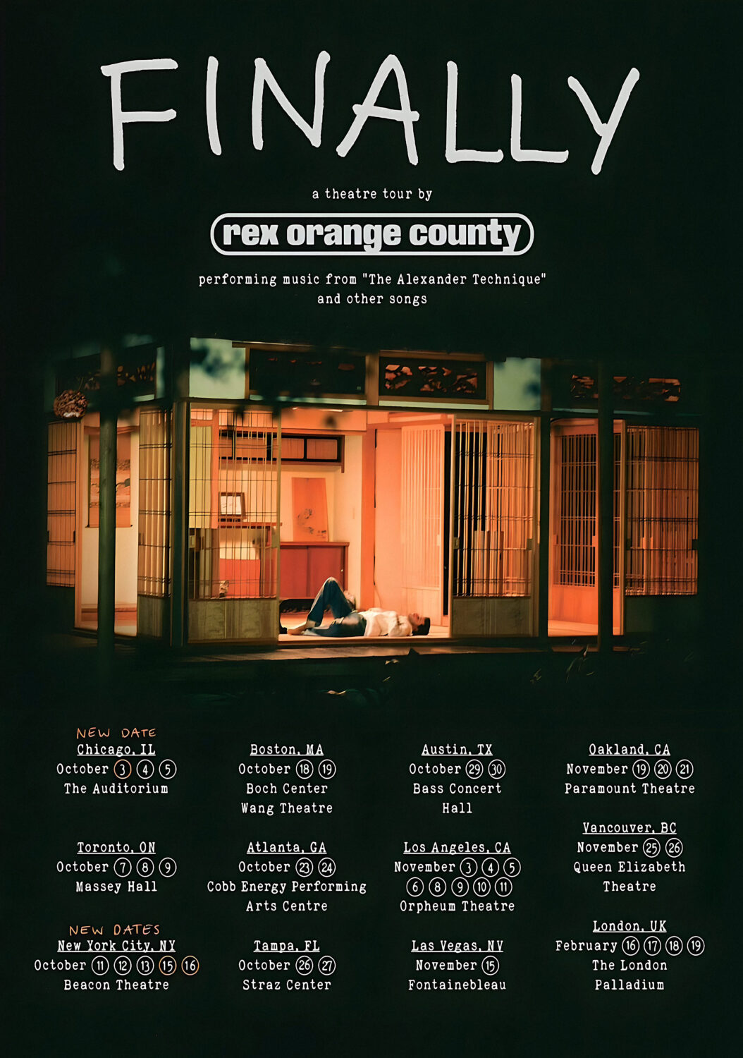 FINALLY - REX ORANGE COUNTY The Alexander Technique 2024 World Tour Poster