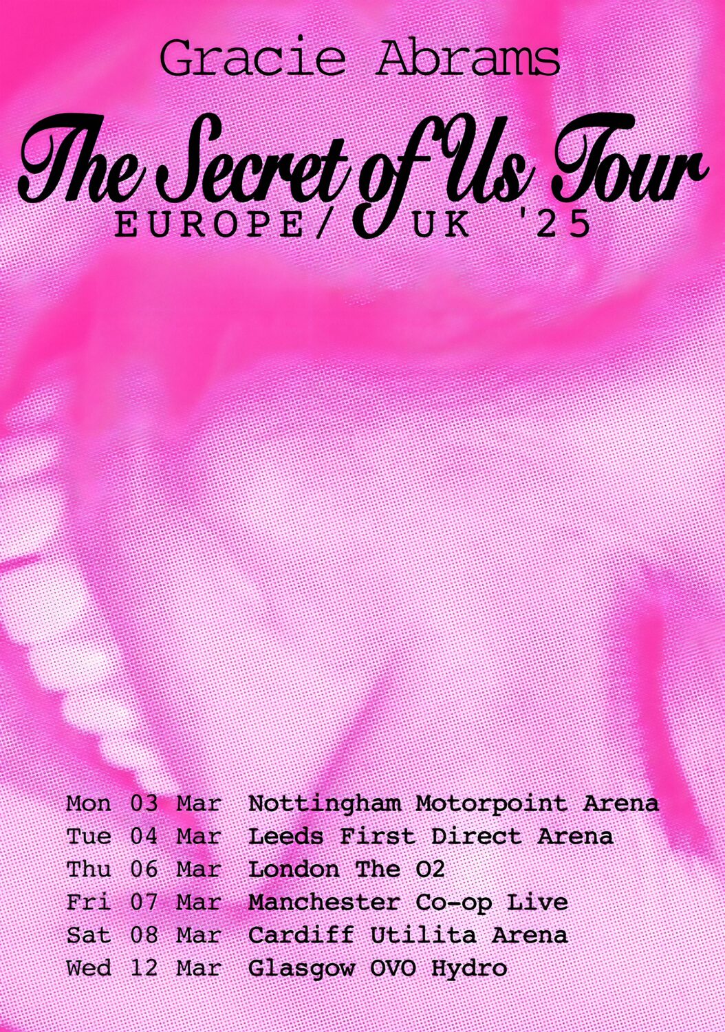 GRACIE ABRAMS The Secret of Us 2025 UK Arena Tour Poster