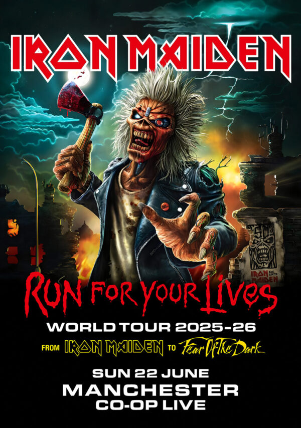 IRON MAIDEN Run For Your Lives 2025 UK Tour: MANCHESTER Co-op Live Poster Print