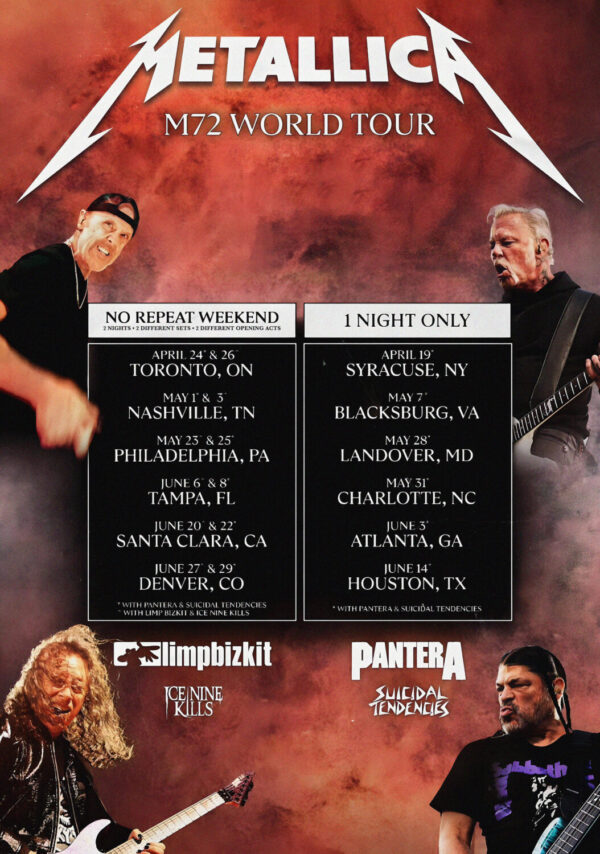 METALLICA M72 2025 World Tour: North America 2025 Tour Poster Print