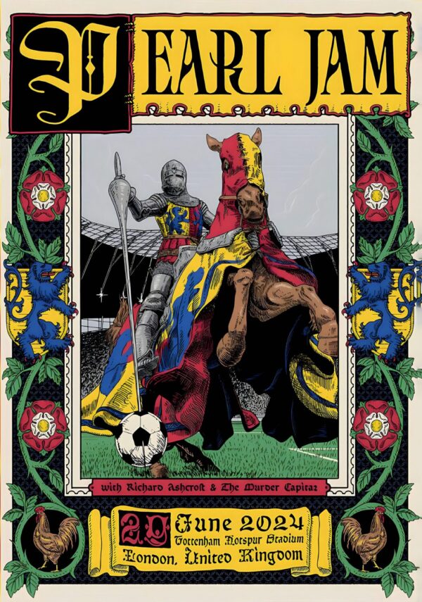 PEARL JAM 2024 UK Tour LONDON Tottenham Poster