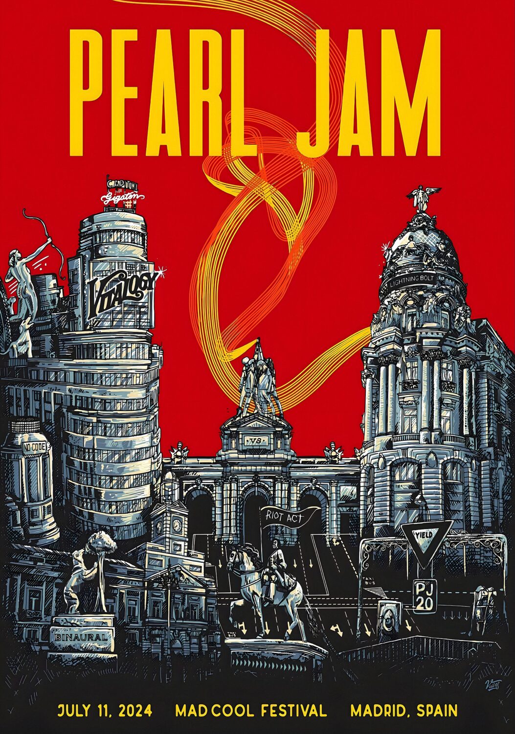 PEARL JAM 2024 World Tour MADRID Mad Cool Festival Poster