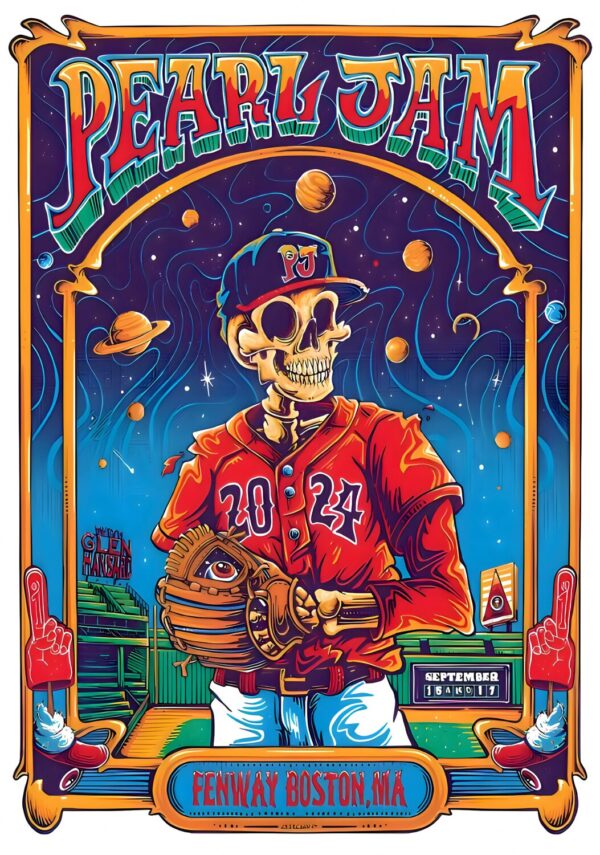 PEARL JAM Dark Matter 2024 Tour BOSTON Fenway Park Poster