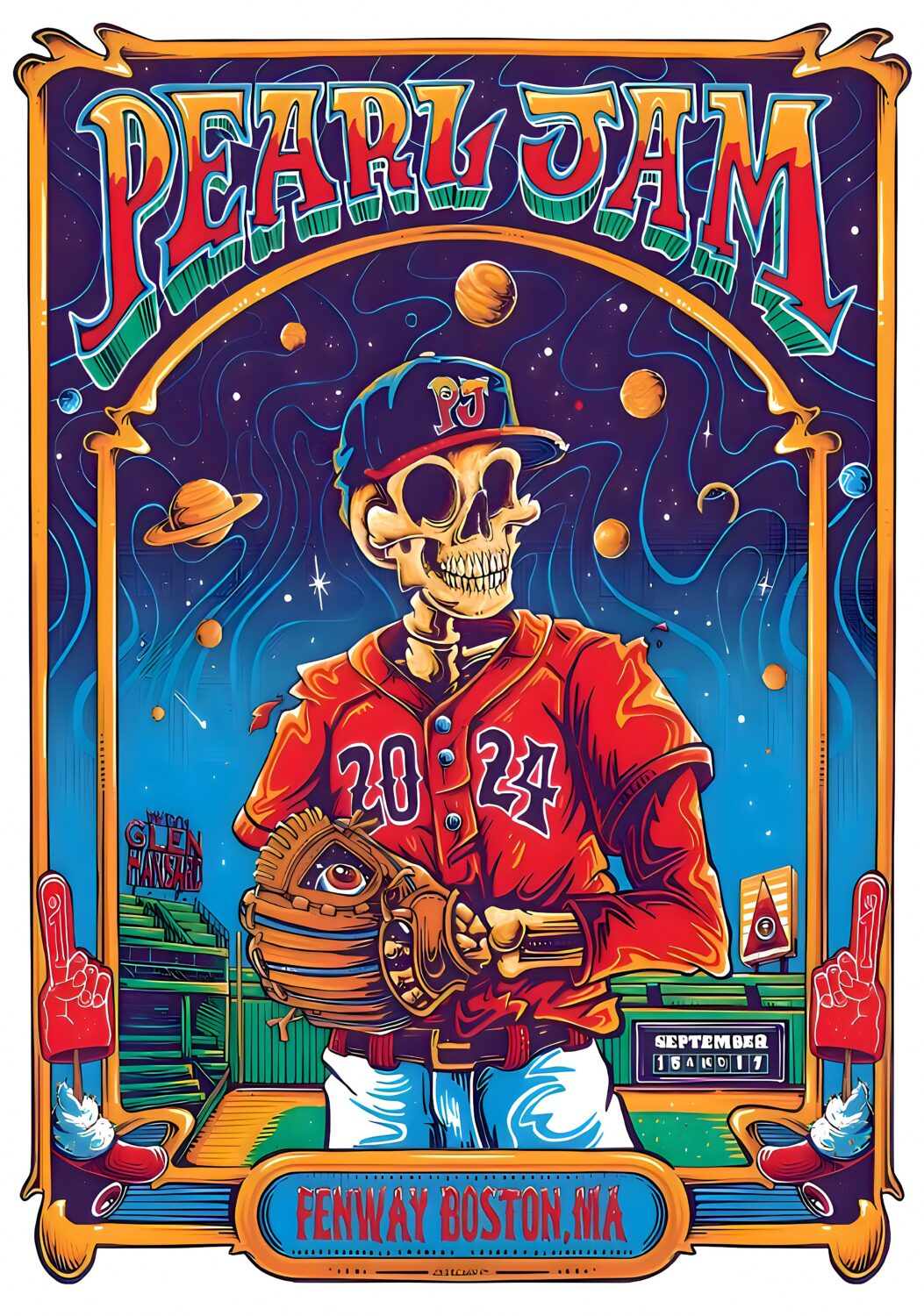 PEARL JAM Dark Matter 2024 Tour BOSTON Fenway Park Poster