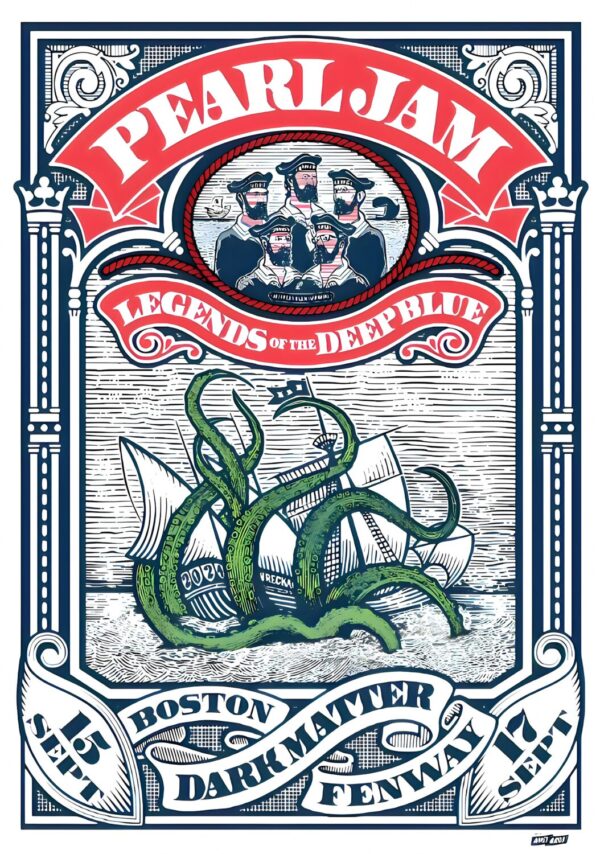 PEARL JAM Dark Matter 2024 Tour BOSTON Fenway Park Poster