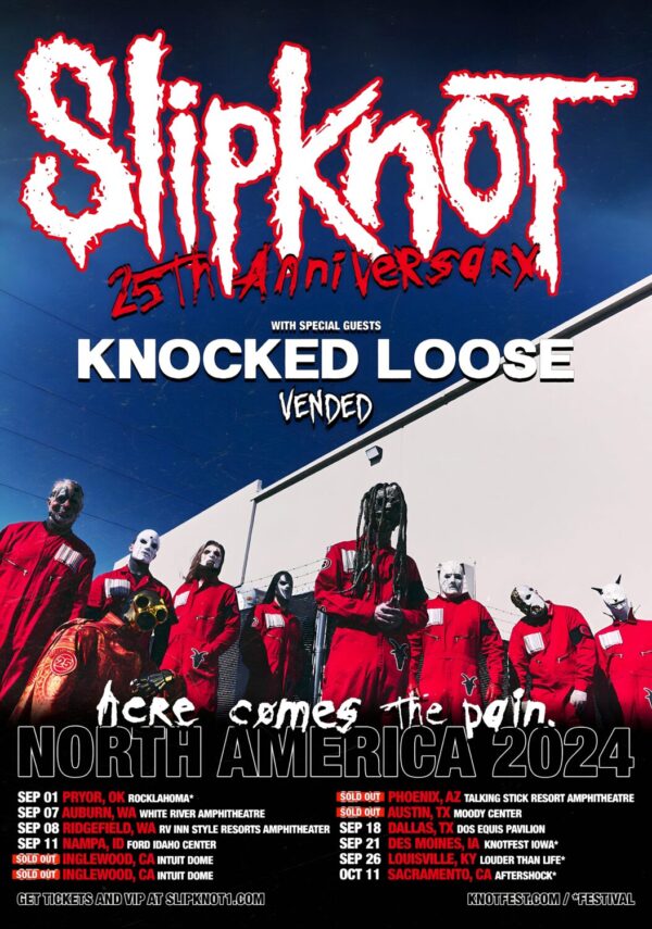 SLIPKNOT Here Comes The Pain 25th Anniversary North America 2024 Tour Poster