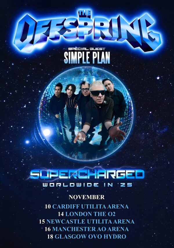 THE OFFSPRING Supercharged 2025 UK Arena Tour Poster