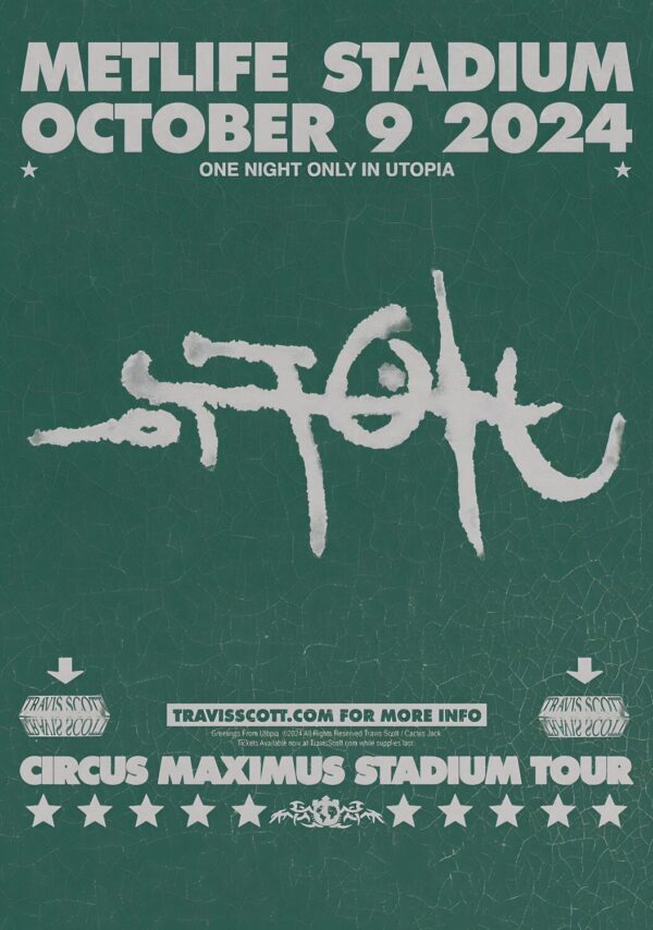 TRAVIS SCOTT Circus Maximus 2024 World Tour: EAST RUTHERFORD MetLife Stadium Poster