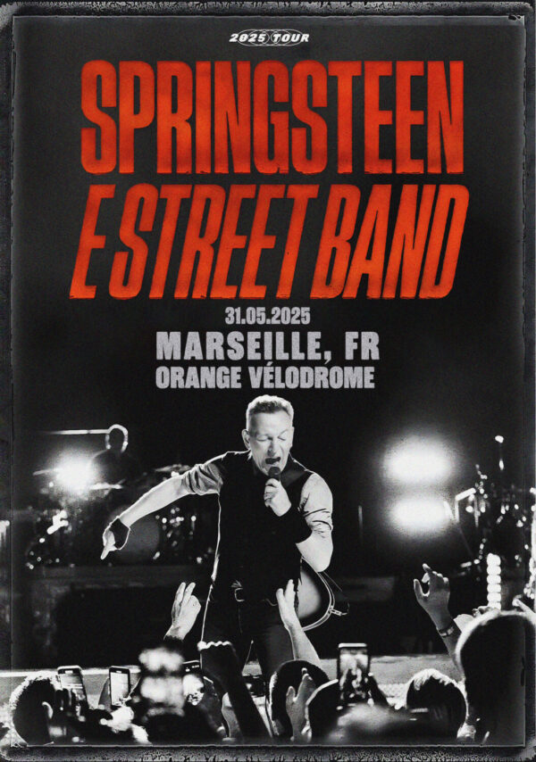 BRUCE SPRINGSTEEN & E Street Band 2025 World Tour: MARSEILLE Orange Velodrome Poster Print