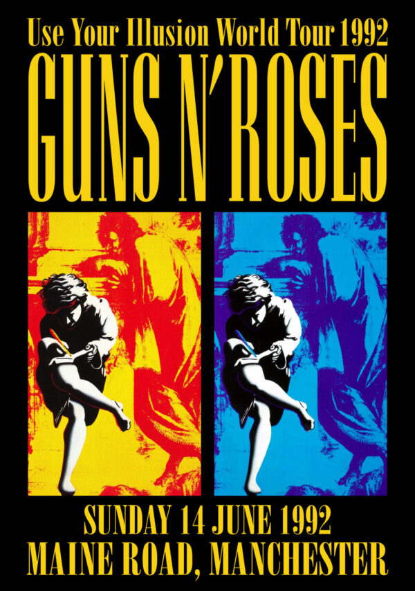 GUNS N ROSES Use Your Illusion 1992 UK Tour: MANCHESTER Maine Road Poster Print