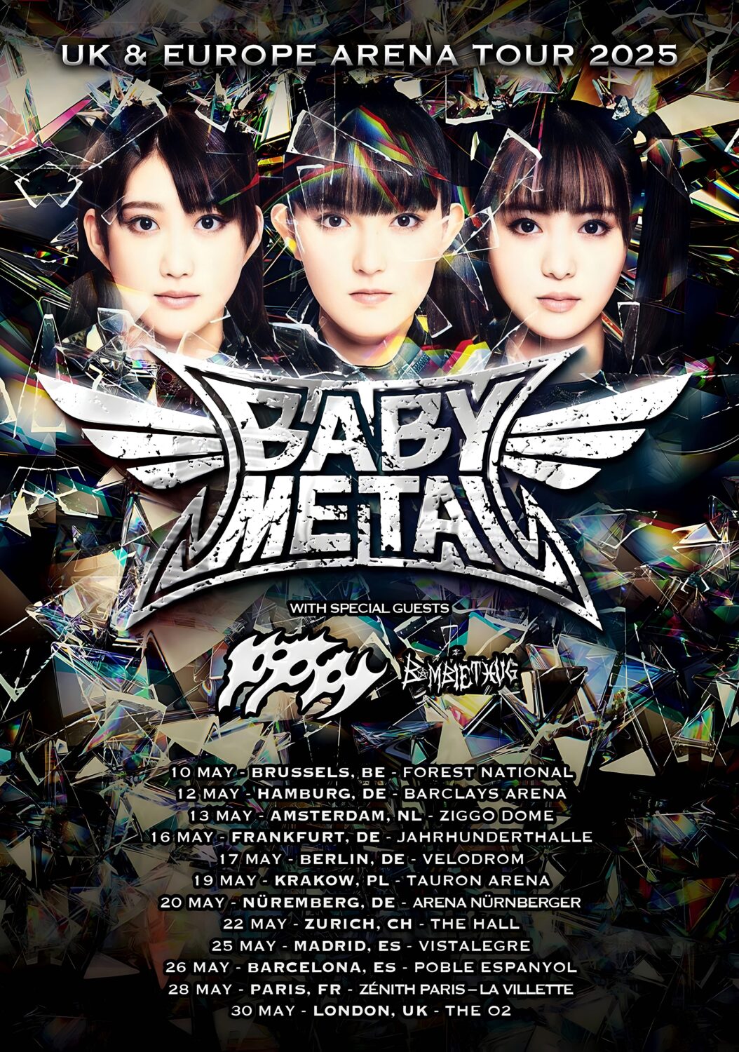 BABYMETAL UK & Europe 2025 Arena Tour Poster