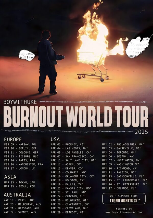 BOYWITHUKE Burnout 2025 World Tour UK - Europe - Asia - USA - Australia Poster Print
