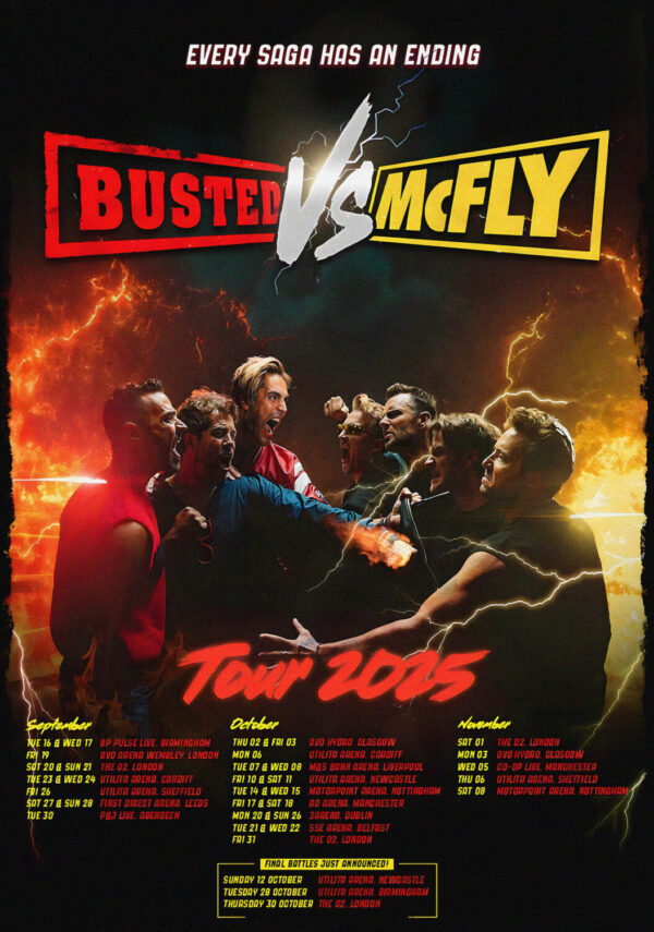 BUSTED vs McFLY Every Saga Has An Ending 2025 Tour Poster