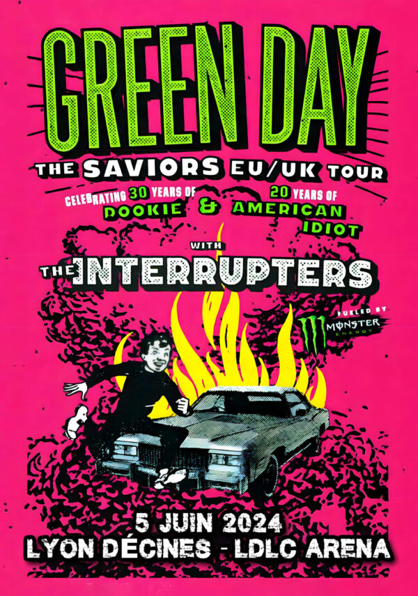 GREEN DAY The Saviors 2024 World Tour: LYON DÉCINES LDLC Arena Poster Print