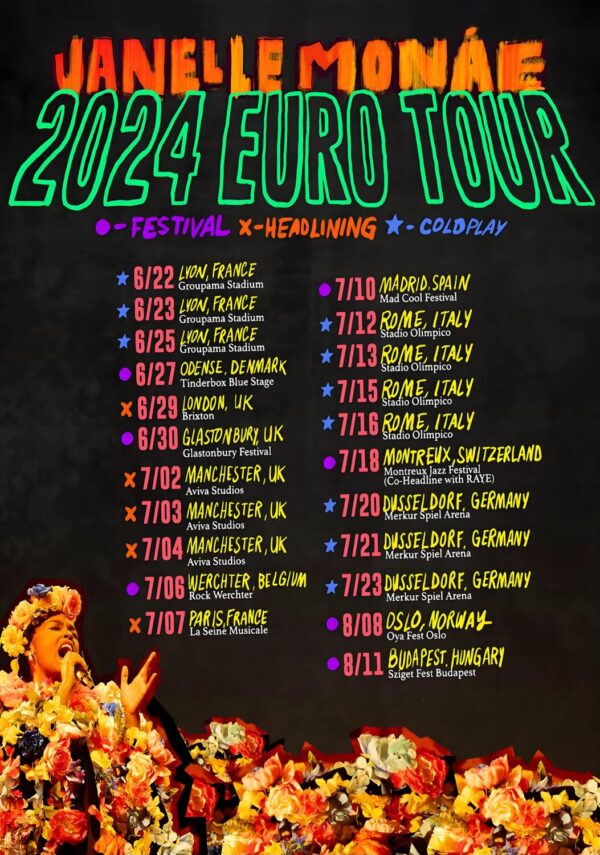 JANELLE MONÁE UK & Euro 2024 Tour Poster Print